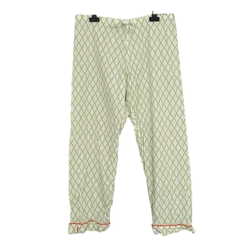 MARIGOT Cotton Pyjama Bottoms Print White Green S